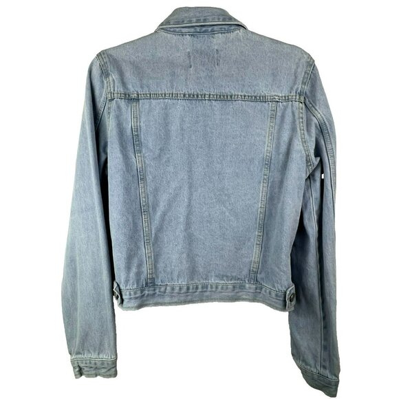 Love Tree Anthropologie Distressed Medium Denim Jean‎ Jacket Pockets - Picture 4 of 6